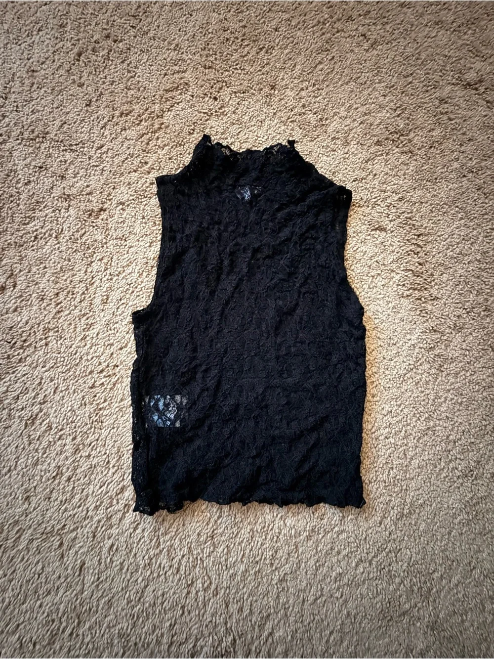 Cotton On Black Lace Sleeveless Mock Neck Top - Picture 4 of 4